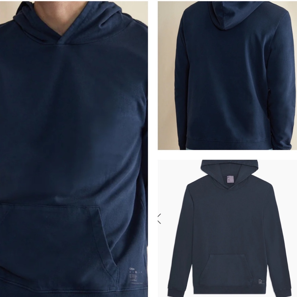 ONIA Men’s Blue/Gray Garment Dye French Terry Pullover  Hoodie Size L NWT